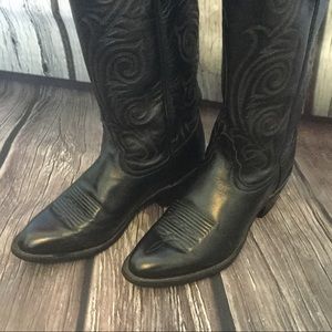 Tony Lama Black Cowboy Boots 6.5
